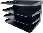 Huron Desktop Horizontal 4-Slot Legal File Binder Organizer Storage Letter Tray, Black Commercial Grade Steel