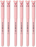 Piaogui 6pcs 0.5mm Erasable Gel Pens,Kawaii Cute Bear Pig Erasable Gel Pen Set Kawaii Pens Back to School Stationery Supplies for Writing Noting Journaling Kids Gifts (Pink-6 Pcs)