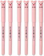 Piaogui 6pcs 0.5mm Erasable Gel Pens,Kawaii Cute Bear Pig Erasable Gel Pen Set Kawaii Pens Back to School Stationery Supplies for Writing Noting Journaling Kids Gifts (Pink-6 Pcs)