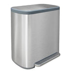JM ·YIPENG Dual Trash Can Stainless Steel Recycle Bins for Kitchen, 16 Gallon Dual Compartment Recycling Trash Can with Soft-Close Lid and Removable Liner Buckets for Kitchen, Living Room, Sliver