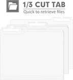 File Folder, PANDRI 120 Pack File Folder, 1/3 Cut Tab, Letter Size, Filing Folder for Office School Business, White