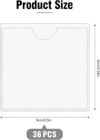 36 Pack Adhesive 3.5" x 3.5" Index Card Pockets with Top Open for Loading, Clear Plastic Labels Holders for Storage Bins Library Card Totes Shelves