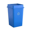 Krollen Industrial 35 Gallon Blue Square Commercial Trash Can with Lid