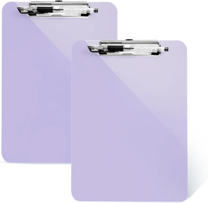 TFDLCG zm 2 PCS Purple Clipboard with Pen Holder,Standard A4 Letter Size,Nursing Clip Boards 8.5x11 Heavy Duty,Low Profile Clipboards for Women Kids Teacher,School Office Home