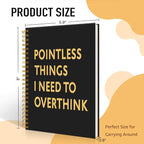 Mhfpl Pointless Things I Need to Overthink Black Golden Spiral Blank Notebook, Funny Saying Gifts for Staff Employee Manger, Humor Gifts for Colleagues, Birthday Thank You Gifts for Teammate Coworker