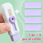 M&G 4+1 Pack Rubber Erasers Sliding Retractable Eraser, Soft Cute Erasers Push Pull Large Pencil Eraser with Plastic Sleeve 4 Refill Eraser for Students Kids, School Office Home Supplies (Purple)