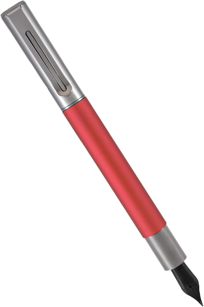 Monteverde USA Ritma Fountain Pen in Red – Medium Nib, Balanced JoWo Stainless Steel, Refillable Ink Cartridge/Converter – Ideal for Professionals & Writing Enthusiasts