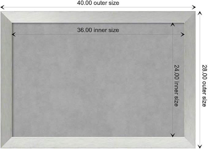 Amanti Art Silver Framed Magnetic Board 28x40 Large Vision Board for use with Magnets, 100% Metal Sheet to Display Items as Office Decor or for Home Organization in mudroom, Kitchen or Kids Room