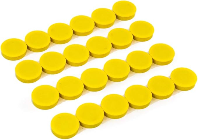Round Fridge Magnets, Button Shaped, Small Colorful Magnetic Discs for Kitchen, Cabinet or Classroom, Perfect Whiteboard Supplies for Teachers - 24 Bullseye Office