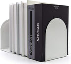 Lulonpon 2 Pieces Book Ends, Bookends, Books Stand, Metal Bookend for Shelves, White Book Ends for School, Library, Desktop Organizer