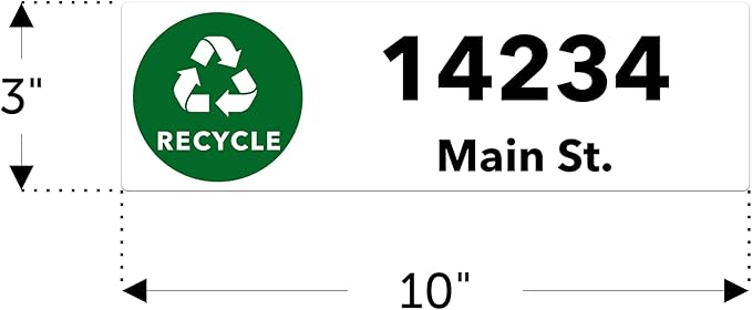 Custom Trash Can Stickers - Personalized Garbage, Recycle and Yard Waste Container Labels for Address and House Number