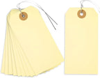 SallyFashion 120 PCS Manila Tags with Wire, 4 3/4" x 2 3/8" Heavyweight Shipping & Inventory Labels, Blank for Price, Gift, Retail, Crafts, Warehouse & Office