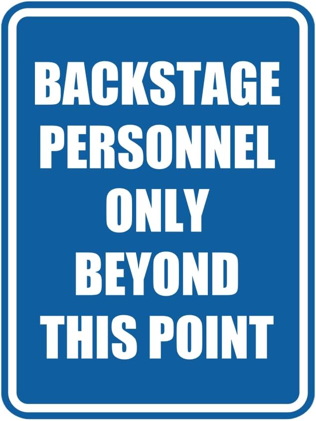 Portrait Round Backstage Personnel Only Beyond This Point Door or Wall Sign Easy Installation | Music | Concert | Festivals Sign (Blue) - Small