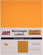 JAM PAPER Return Address Labels - Standard Mailing - 1 x 2 5/8 - Neon Orange - 120 Shipping Labels/Pack