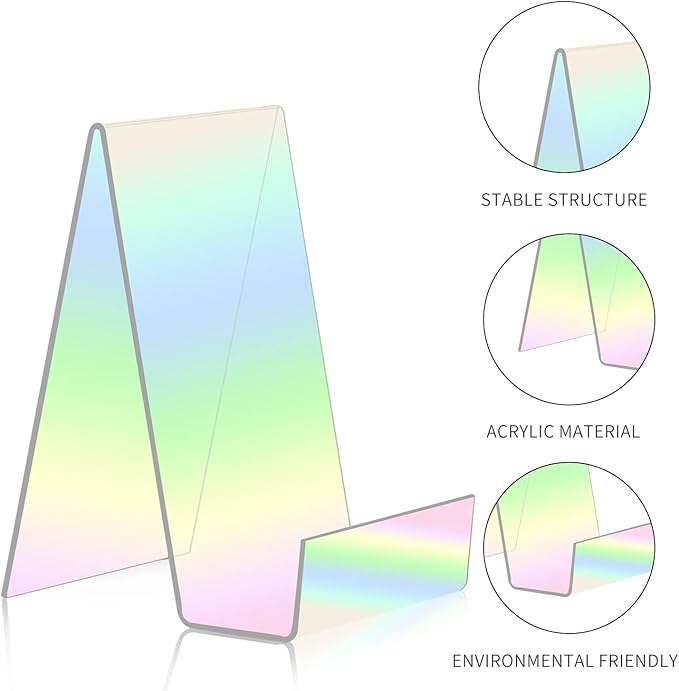 ZOEY Acrylic Book Stand with Ledge - Colorful Display Easels Plate - 5 Pack Large Holder for Books, Music Sheets, Artworks, CD, Tablet