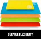 GORILLA GRIP 100% BPA-Free Flexible Cutting Board Set of 5, Durable Plastic Mats with Food Icons for Meal Prepping, Large and Mini Kitchen Chopping Mat, Use for Meat Fish Vegetables Fruit, Multicolor