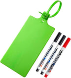 200Pcs Plastic Seals Shipping Label Tags, Writable Marker Big Sign Tie for Logistics, 255mm Total Length Self Locking Inventory Waterproof Tag Fastener with 3 Marker Pen (Green)