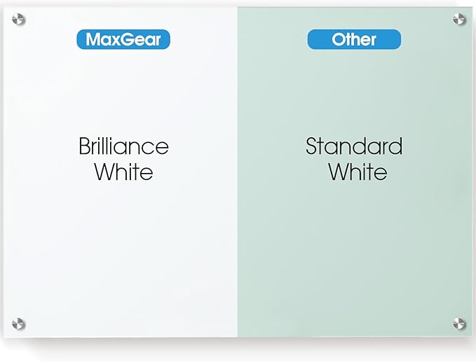 MaxGear Glass Whiteboard Tempered Magnetic Dry Erase Board 48 x 36 Inch Ultra White, Frameless Wall Mounted, Office Classroom Conference Room Home Use, Includes Markers, Eraser, Magnets & Mounting Kit