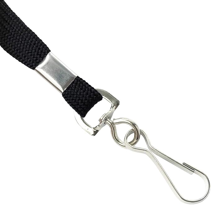 Lanyards Safety Black Lanyards Neck Flat Premium Breakaway Badge Lanyard with J-Hook for ID Nametag Badge Holder (Black, 50 PCS)