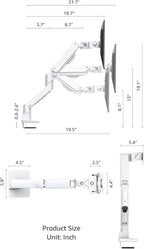 BEWISER Heavy Duty Monitor Arm Mount for 34-49 inches and Ultra 57 inches Screens,Weight Capacity Up to 44 lbs,Full Motion Height Swivel Adjustable Monitor Arm(White)