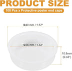 PATIKIL 100 Pcs Mailing Tube Plastic End Caps 1.4" ID PE Round Cardboard Shipping Tube Lids White Protective Poster End Caps for Paper Documents Artwork Storage