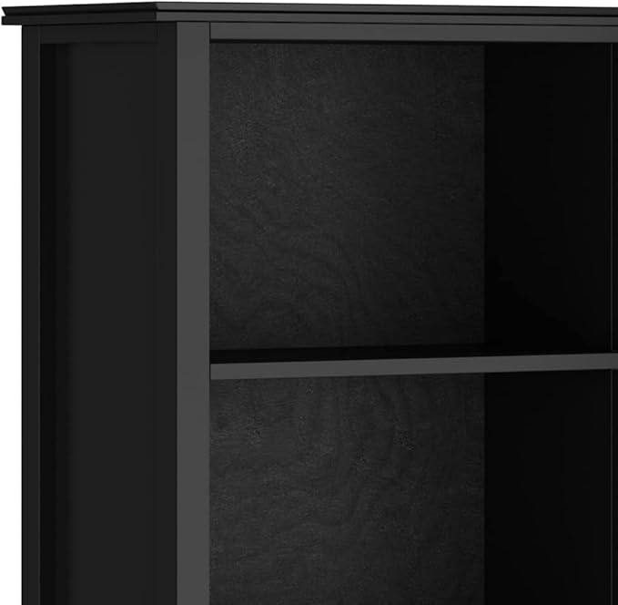 SIMPLIHOME Artisan Bookcase - 72 inch Tall 5-Shelf Solid Wood Bookshelf in Black, Contemporary Storage for Living Room, Study Room or Office with Adjustable Shelves and Decorative Side Panels