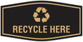 Fancy Recycle Here Sign (Black/Gold) - Small