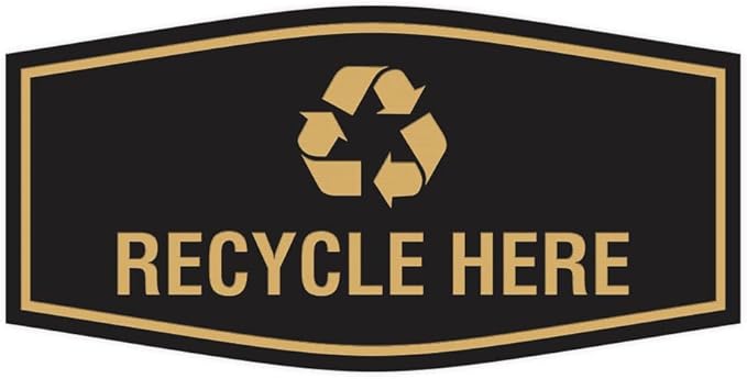 Fancy Recycle Here Sign (Black Gold) - Large