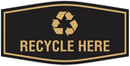 Fancy Recycle Here Sign (Black Gold) - Large