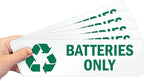 SmartSign Batteries Only Pack of 5 Recycle Labels | 3" x 10" Laminated Vinyl, Made in USA