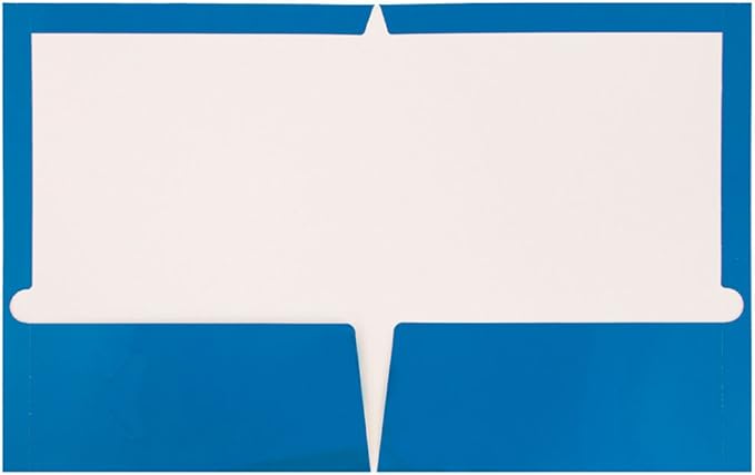 JAM PAPER Laminated Two Pocket Glossy School Folders - Letter Size - High Gloss Blue - Bulk 100/Box