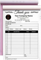 Custom Carbonless Sales Invoice Form Books for Small Business, Personalized NCR 2-Part Receipt Book with Carbon Copies, Cover Add Company Name, Address and Number Printed