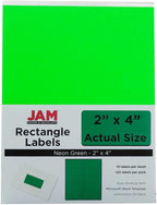 JAM PAPER Shipping Address Labels - Standard Mailing - 2 x 4 - Assorted Bright Neon Fluorescent - 6 Packs of 20 Labels - 120 Labels Total