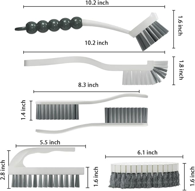 CN1ST 6 PCS Cleaning Brush, Scrub Brush Set for Kitchen and Bathroom Household Use with Various Brushes for Cleaning Dishes, Tiles, Corners and Floors