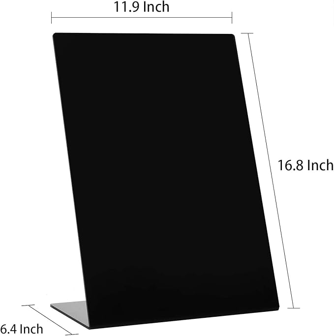 Liry Products Black Acrylic Tabletop Chalkboard Sign Liquid Chalk Markers Modern Desktop Display Board Freestanding Blackboard Wet Erase Menu Memo Wedding Party Events Buffet Restaurant Cafe Boutique