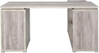 Pemberly Row L Shape Corner Storage Desk in Grey Driftwood, Letter/Legal File, 5 Bookshelves