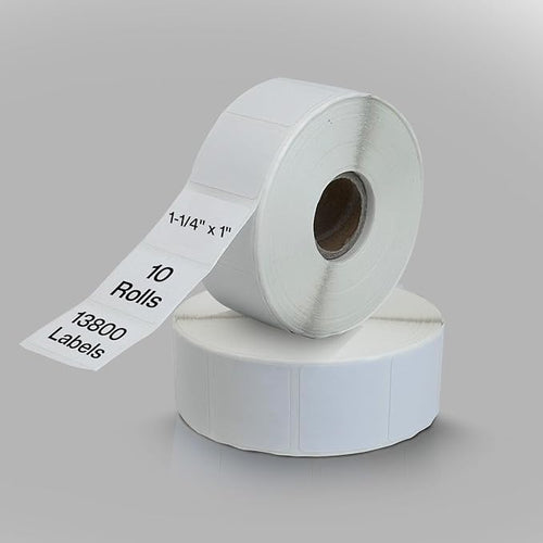 1 1/4” × 1”Direct Thermal Printer Labels, 10 Rolls, 13,800 Matte White Thermal Barcode Labels with Strong Adhesive, Compatible with Zebra & Eltron Printers (No Ink or Toner Needed)