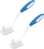 LOLA Pro Utility All Purpose Kitchen Cleaning Brush, 2 Pack, Durable Bristles, Comfort Ergonomic Rubber Non-Slip Grip, Built-in Food Scraper