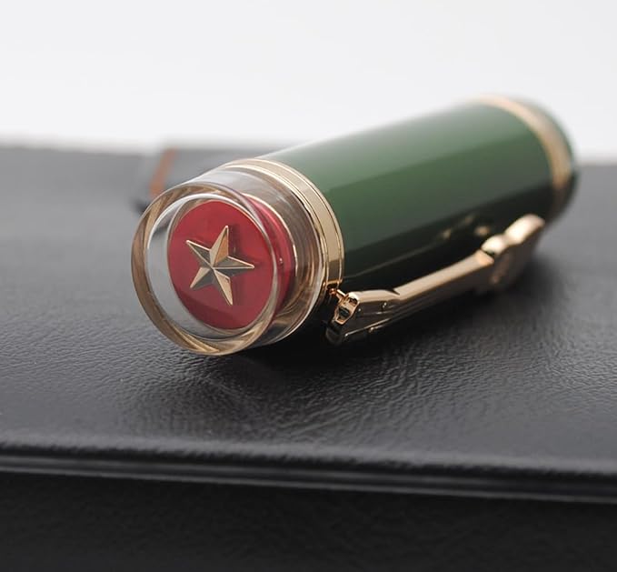 JINHAO 1935 Fountain Pen TIANDAO Series #8 Nib Ink Pen with Guitar-Shaped Clip and Ink Converter (F Nib 0.5mm, Army Green)