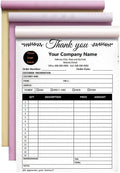 Custom Carbonless Sales Invoice Form Books for Small Business, Personalized NCR 3-Part Receipt Book with Carbon Copies, Cover Add Company Name, Address and Number Printed