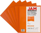 JAM PAPER Plastic Color POP Folders - 2 Pocket Durable Folders with Metal Prongs Fastener Clasps - Orange - 6/Pack
