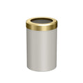 Gatco Modern Round Wastebasket, Matte Pearl and Brushed Brass Combo - Stainless Steel Trash Can with Removable Lid, Leakproof, 3 Gallon Capacity for Bathroom, Bedroom, Kitchen, or Office