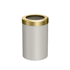 Gatco Modern Round Wastebasket, Matte Pearl and Brushed Brass Combo - Stainless Steel Trash Can with Removable Lid, Leakproof, 3 Gallon Capacity for Bathroom, Bedroom, Kitchen, or Office