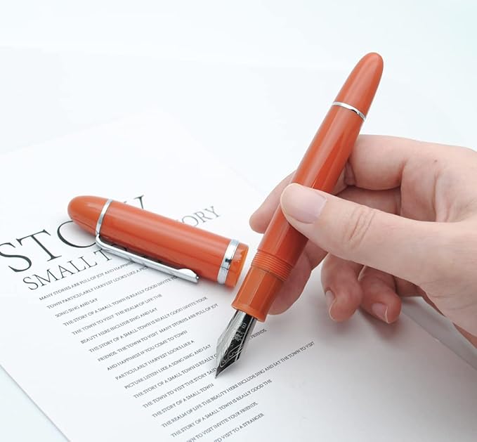 JINHAO X159 Fountain Pen (EF Nib 0.38mm, Orange Red with Silvery Clip)