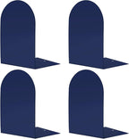 Lulonpon 4 Pieces Book Ends, Bookends, Books Stand, Metal Bookend for Shelves, Blue Book Ends for School, Library, Desktop Organizer