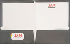 JAM PAPER Laminated Two Pocket Glossy School Folders - Letter Size - High Gloss Grey - Bulk 100/Box