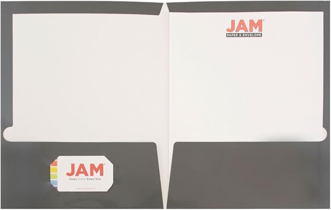JAM PAPER Laminated Two Pocket Glossy School Folders - Letter Size - High Gloss Grey - Bulk 25/Pack