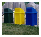 Sturdy Essentials 32 Gallon Square Slatted 100% Recycled Plastic Heavy Duty Outdoor Commercial Trash Can with Swing Top Lid | Great for Schools and Businesses - White