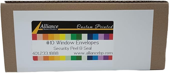 500#10 Custom Printed Single Left Window Self Seal Security Envelopes, Text and Logo Customization, Self Sealing Closure, Security Tinted, Size 4-1/8 x 9-1/2 Inches, 24 LB, 500 Count