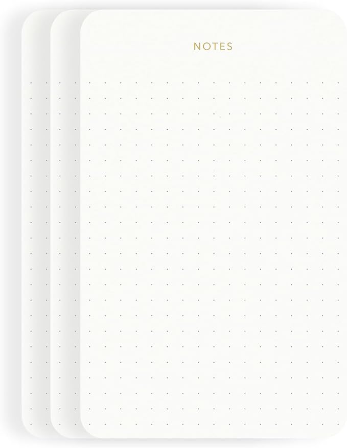 Pinesman - Elegant Desk Notepads for Professionals, Executive's Memo Pads, Minimalist, Gold Foiled, Dotted Layout, 3 Pack, 225 Sheets Total (75 Each), 6.3" x 3.9”, 80 GSM, Eco-friendly, FSC™ Certified Small Notepad